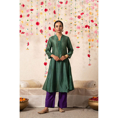 Maison Shefali Sitara Classic Kurta Emerald (Set of 2)