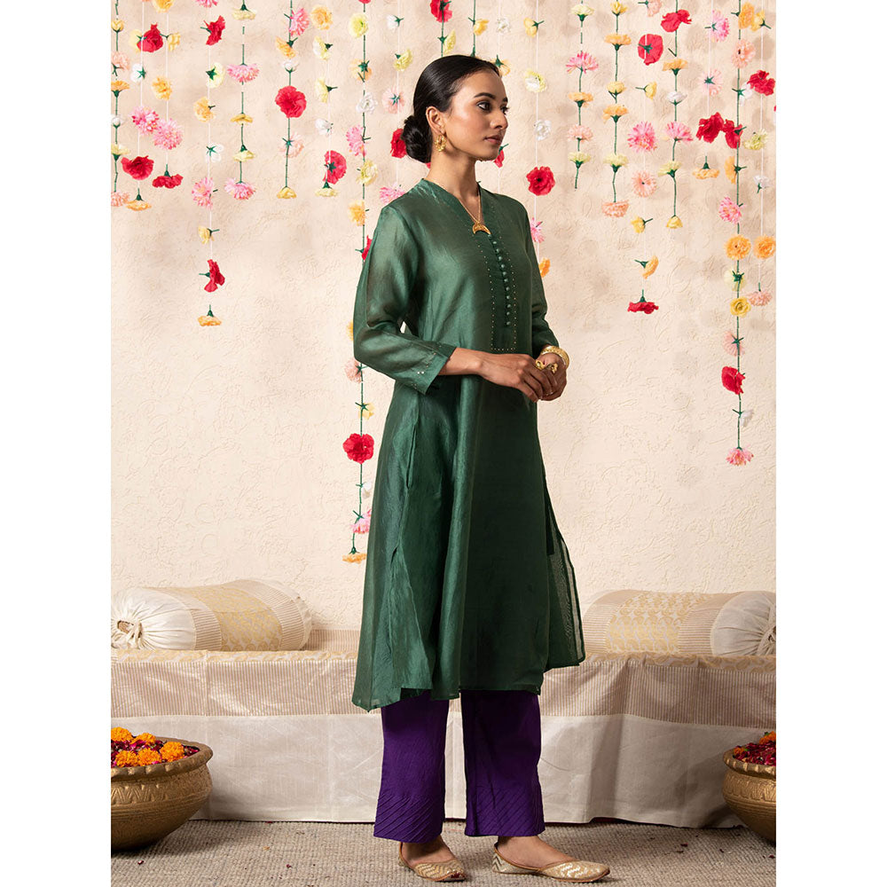 Maison Shefali Sitara Classic Kurta Emerald (Set of 2)