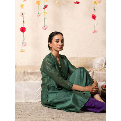 Maison Shefali Sitara Classic Kurta Emerald (Set of 2)