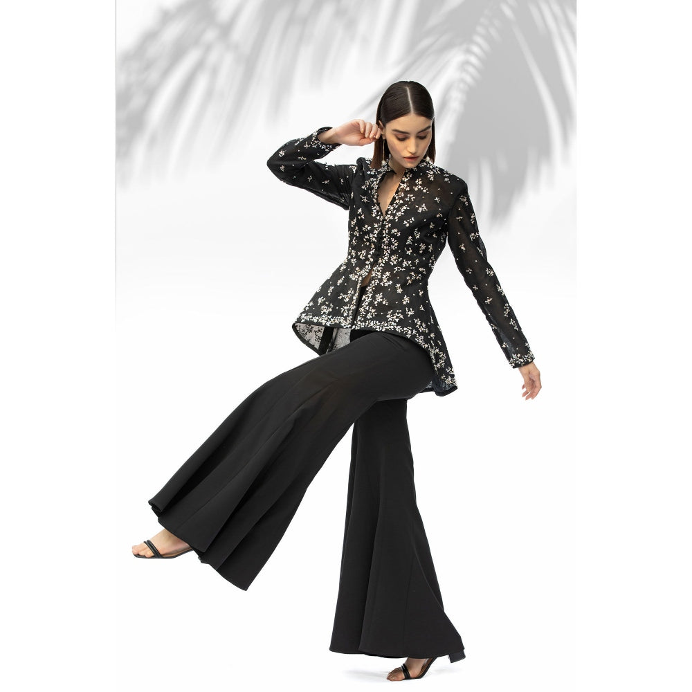 MANDIRA WIRK Black Jacket With Palazzo (Set Of 2)
