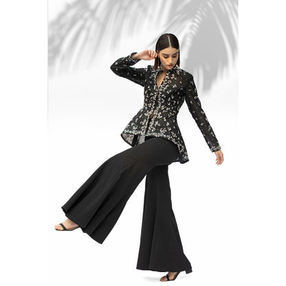 MANDIRA WIRK Black Jacket With Palazzo (Set Of 2)