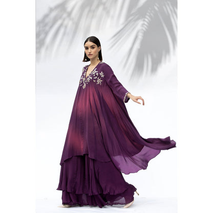 MANDIRA WIRK Jade Purple Tunic With Sharara (Set Of 2)