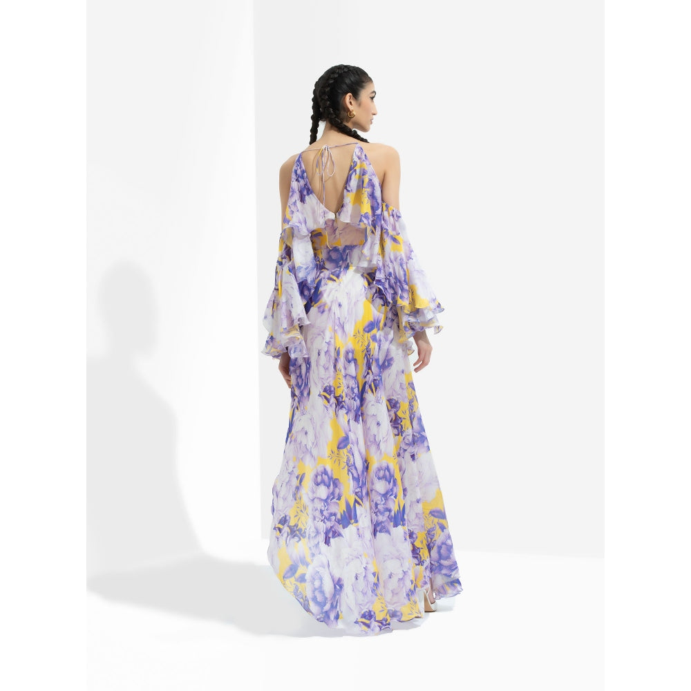 MANDIRA WIRK Sumire Printed Butterfly Dress Purple
