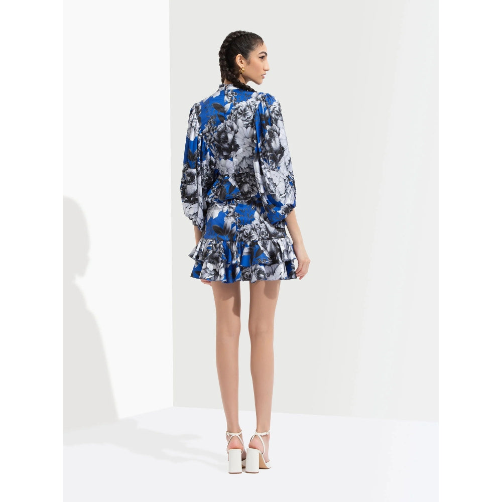 MANDIRA WIRK Luana Printed Short Dress Blue