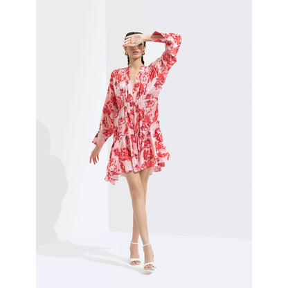 MANDIRA WIRK Mirrai Printed Dress Red