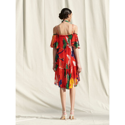 MANDIRA WIRK Red Printed Halter Dress Red