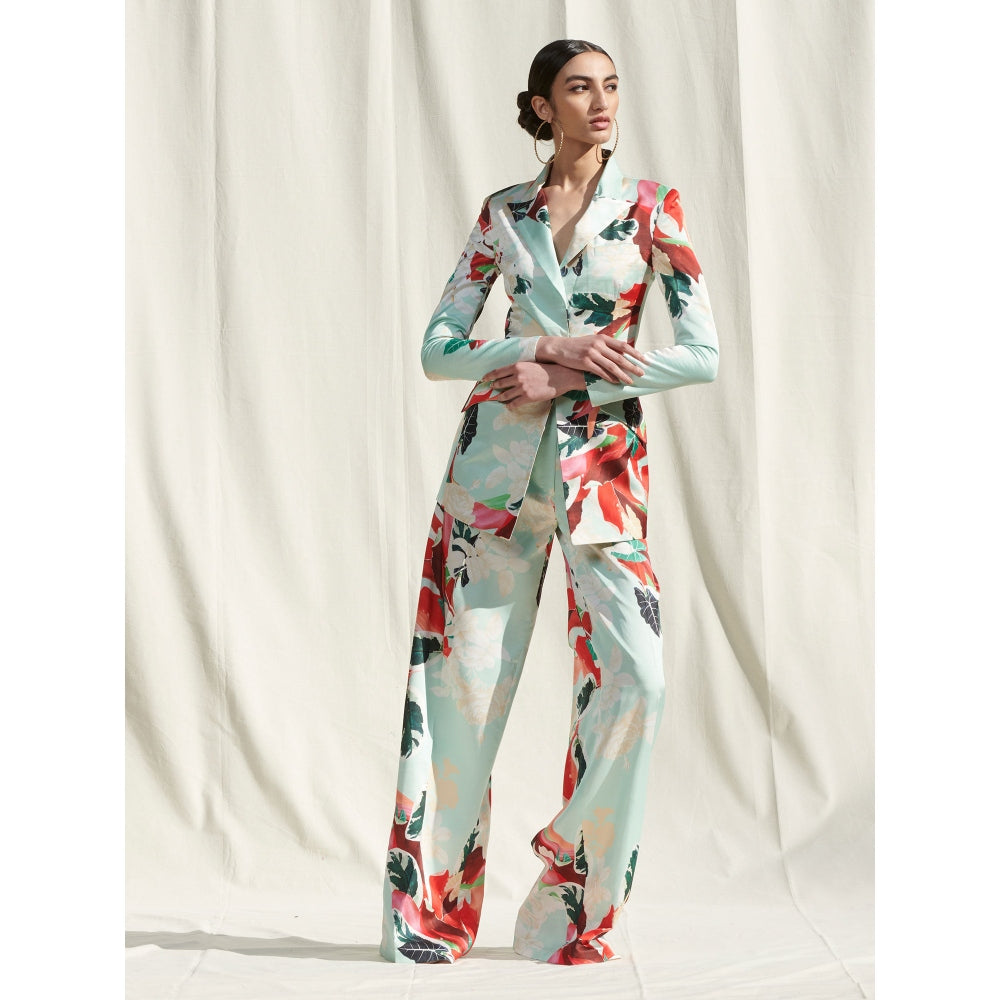 MANDIRA WIRK Printed Pant Suit Green (Set of 2)