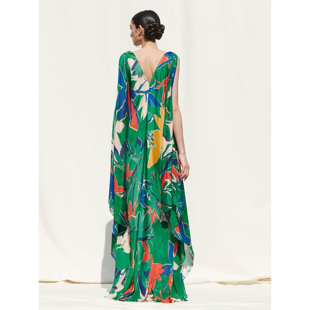 MANDIRA WIRK Kaftan withLycra Net Slip Green (Set of 2)