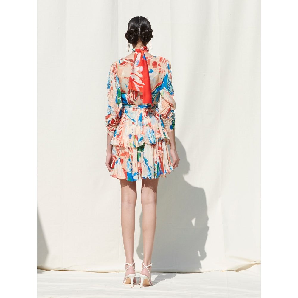 MANDIRA WIRK Short Tiered Dress withSlip Multi-Color (Set of 2)