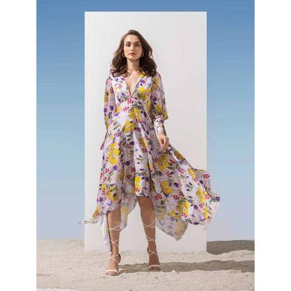 MANDIRA WIRK Asymmetric Collar Neck Dress