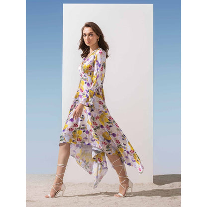 MANDIRA WIRK Asymmetric Collar Neck Dress
