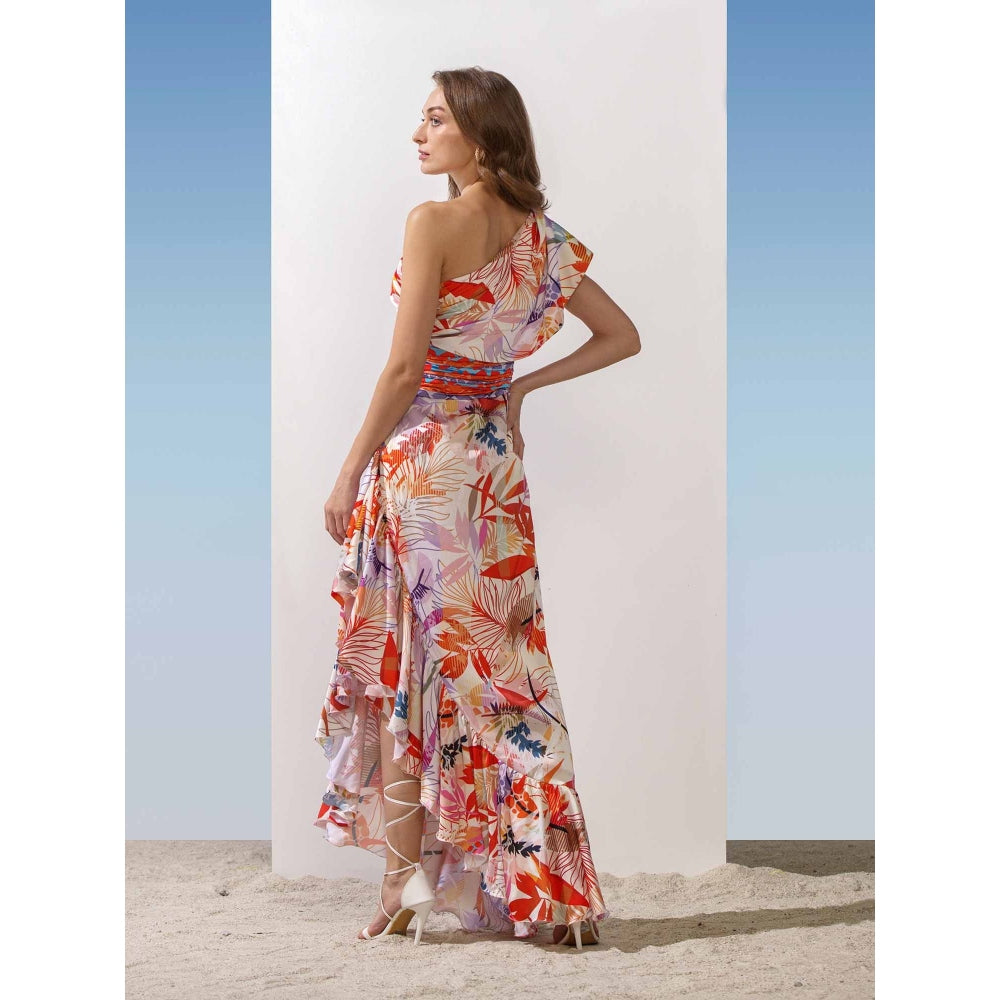 MANDIRA WIRK Drape On Shoulder Waterfall Dress