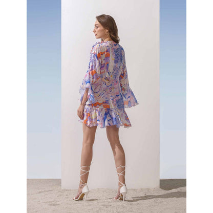 MANDIRA WIRK Spandex Marble Bodysuit & Overlayer (Set of 2)