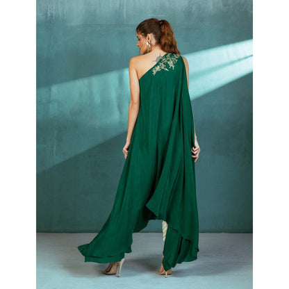 MANDIRA WIRK Emerald Green Cape Kaftan (Set of 2)