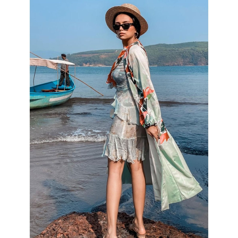 Mandira Wirk Multi-Color Printed Crepe Jacket With Palazzo (Set Of 2)