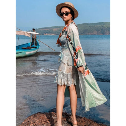 Mandira Wirk Multi-Color Printed Crepe Jacket With Palazzo (Set Of 2)