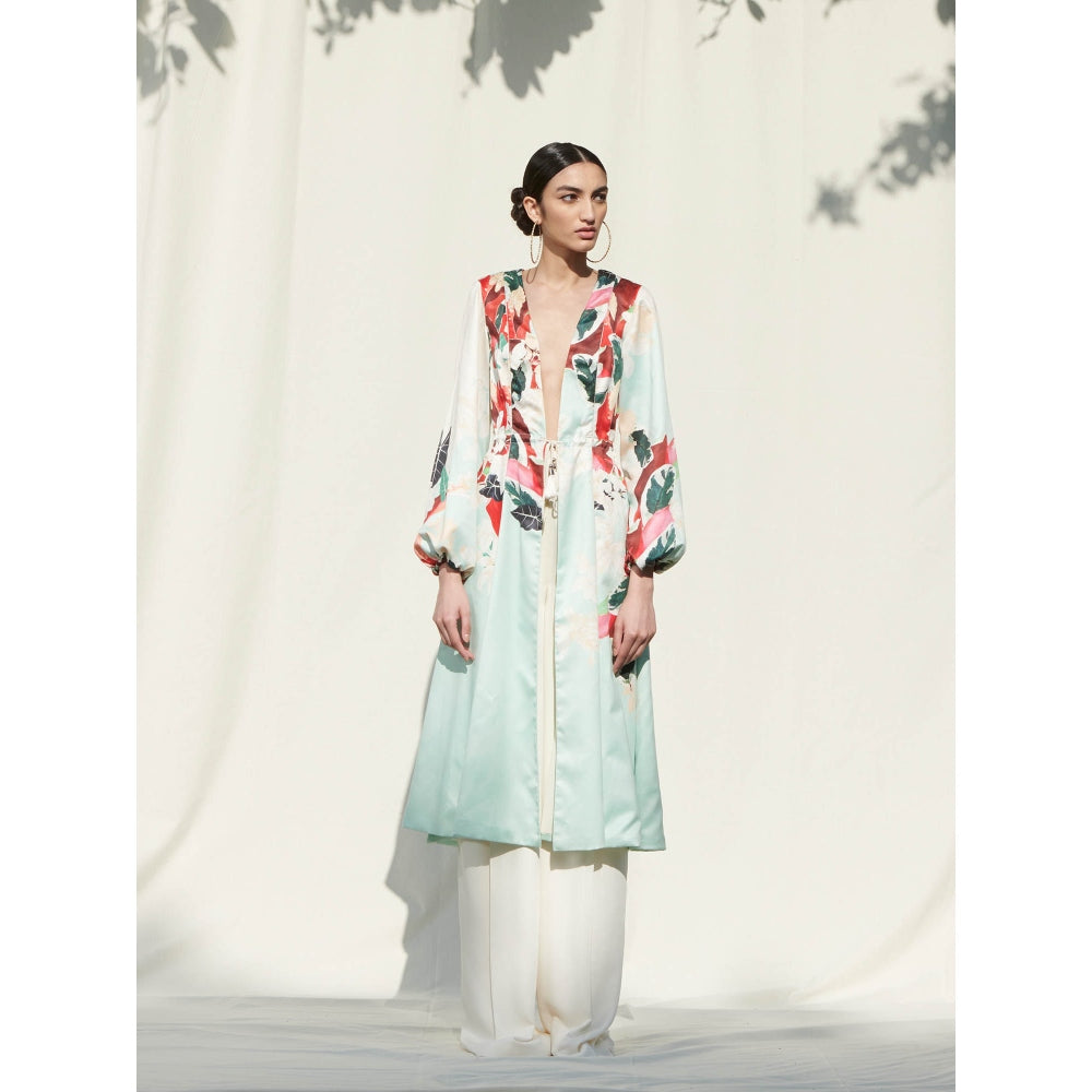 Mandira Wirk Multi-Color Printed Crepe Jacket With Palazzo (Set Of 2)