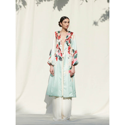 Mandira Wirk Multi-Color Printed Crepe Jacket With Palazzo (Set Of 2)
