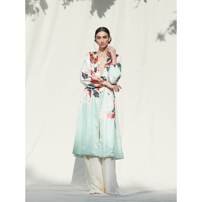 Mandira Wirk Multi-Color Printed Crepe Jacket With Palazzo (Set Of 2)