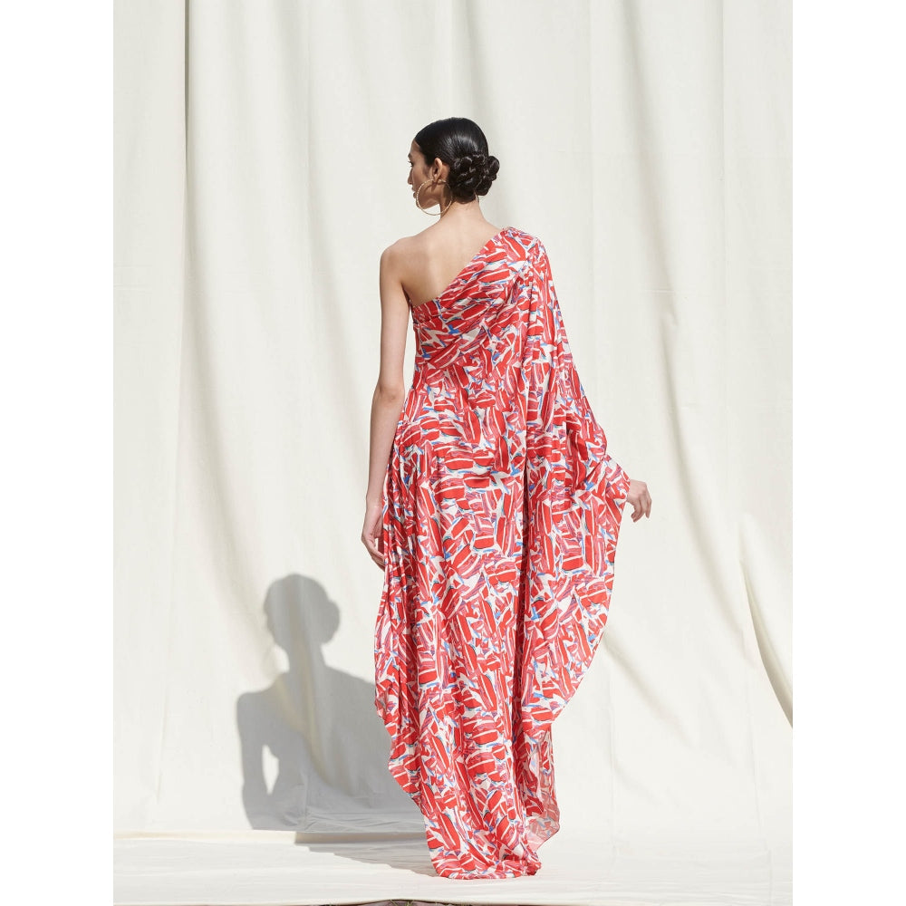 Mandira Wirk Red Printed Crepe Dress