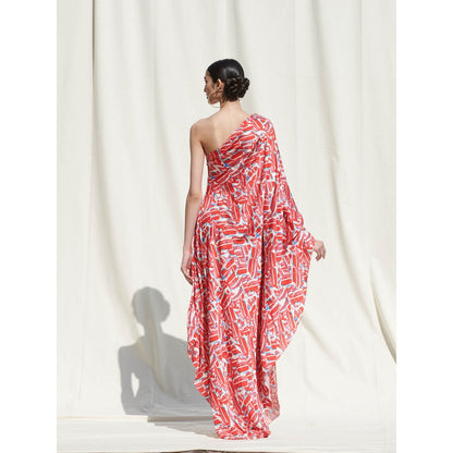 Mandira Wirk Red Printed Crepe Dress