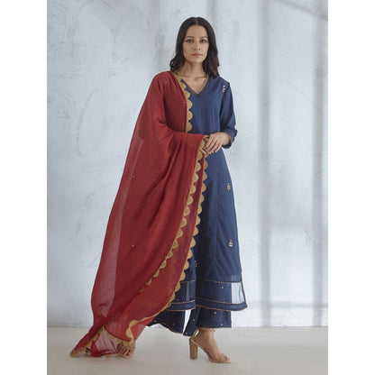 Mandira Wirk Embroidered Gota Kurta With Palazzo And Dupatta (Set of 3)