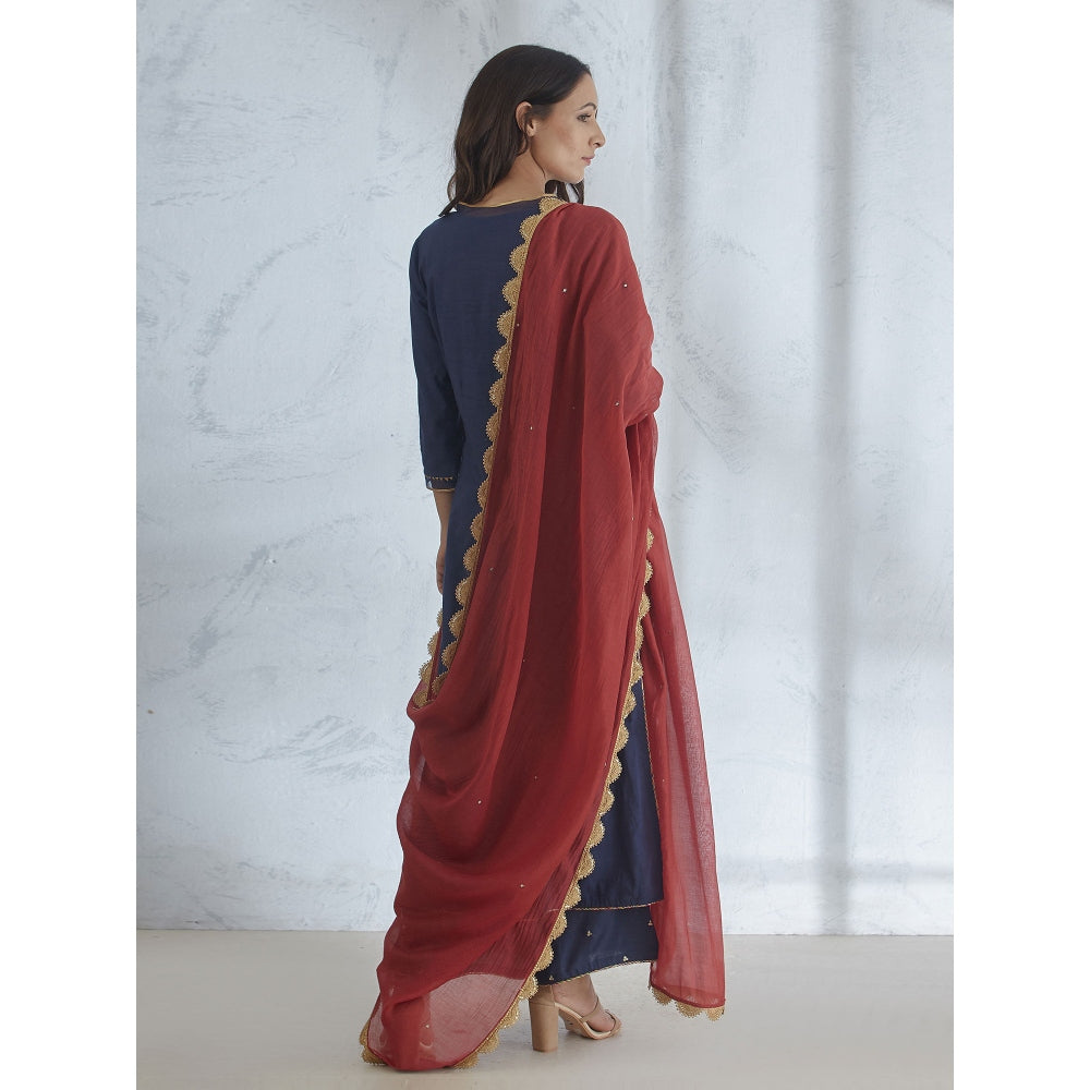 Mandira Wirk Embroidered Gota Kurta With Palazzo And Dupatta (Set of 3)