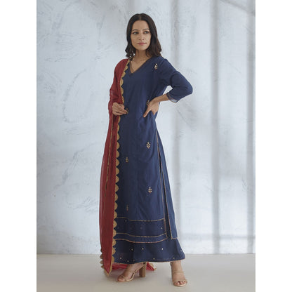 Mandira Wirk Embroidered Gota Kurta With Palazzo And Dupatta (Set of 3)