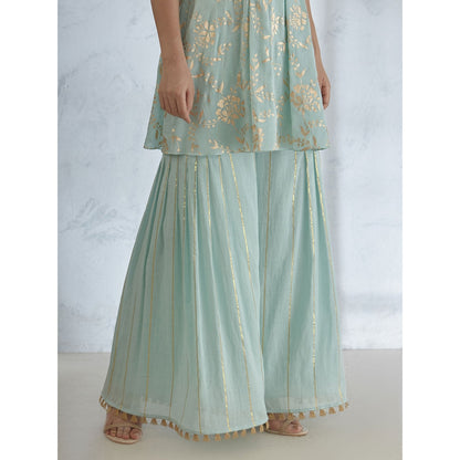 Mandira Wirk Foil Printed Kurta Wth Sharara And Dupatta (Set of 3)