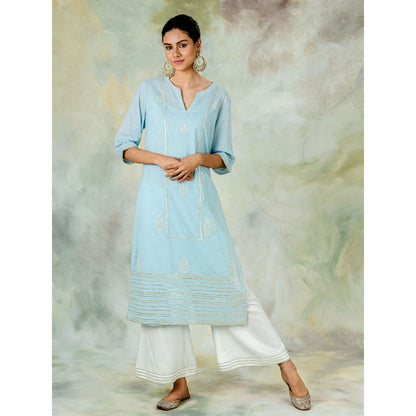 Mandira Wirk Classic Straight Embellished Kurta With Pant And Dupatta (Set of 3)
