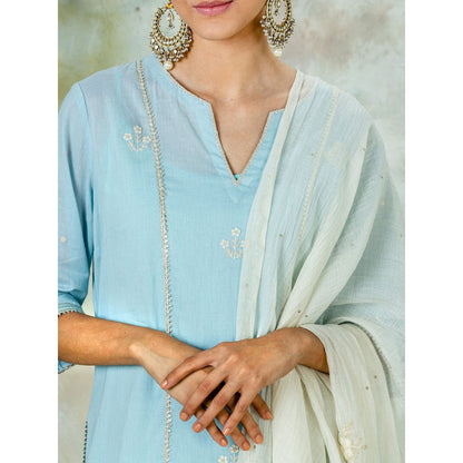 Mandira Wirk Classic Straight Embellished Kurta With Pant And Dupatta (Set of 3)