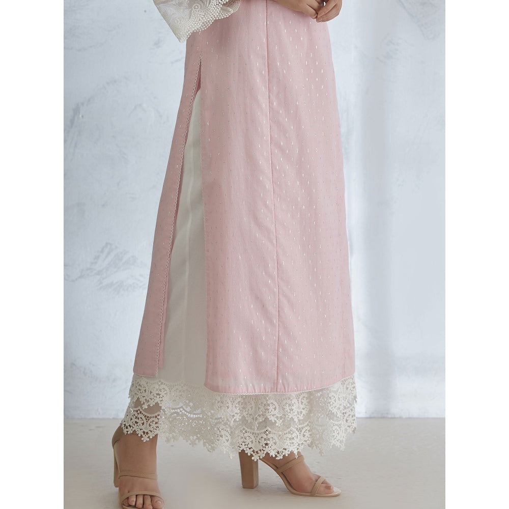 Mandira Wirk Icy Pink Kurta With Palazzo (Set of 2)
