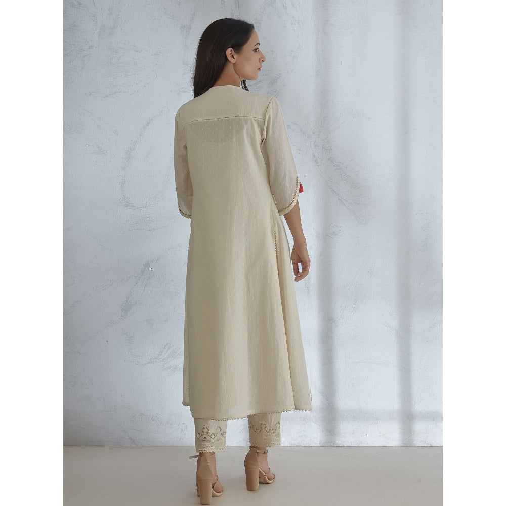 Mandira Wirk Ivory Kurta With Straight Pant (Set of 2)