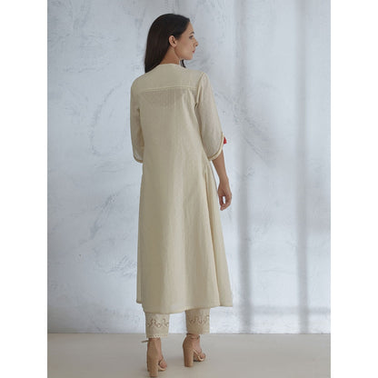 Mandira Wirk Ivory Kurta With Straight Pant (Set of 2)