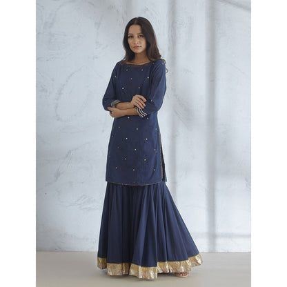 Mandira Wirk Embroidered Gota Kurta With Sharara And Dupatta (Set of 3)