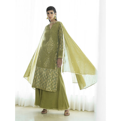 Mandira Wirk Olive Kurta (Set of 3)