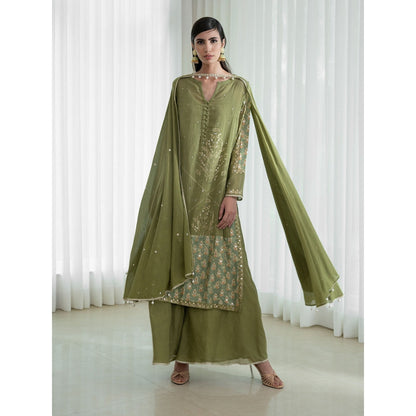 Mandira Wirk Olive Kurta (Set of 3)