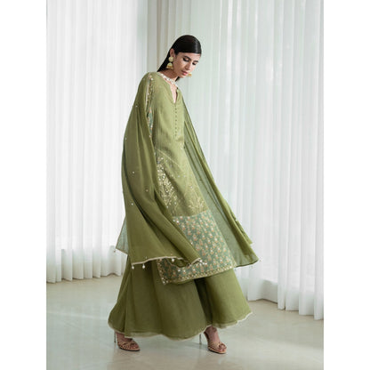Mandira Wirk Olive Kurta (Set of 3)
