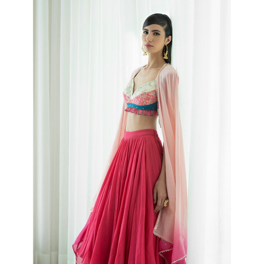 Mandira Wirk Multi-Colour Lehnga (Set of 3)