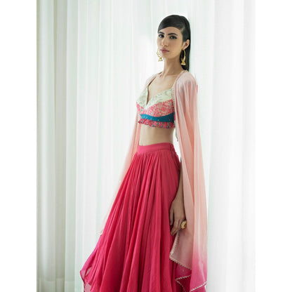 Mandira Wirk Multi-Colour Lehnga (Set of 3)