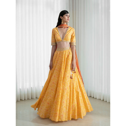 Mandira Wirk Yellow Lehnga (Set of 3)