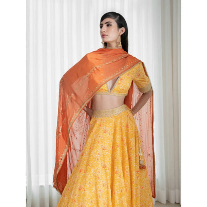 Mandira Wirk Yellow Lehnga (Set of 3)