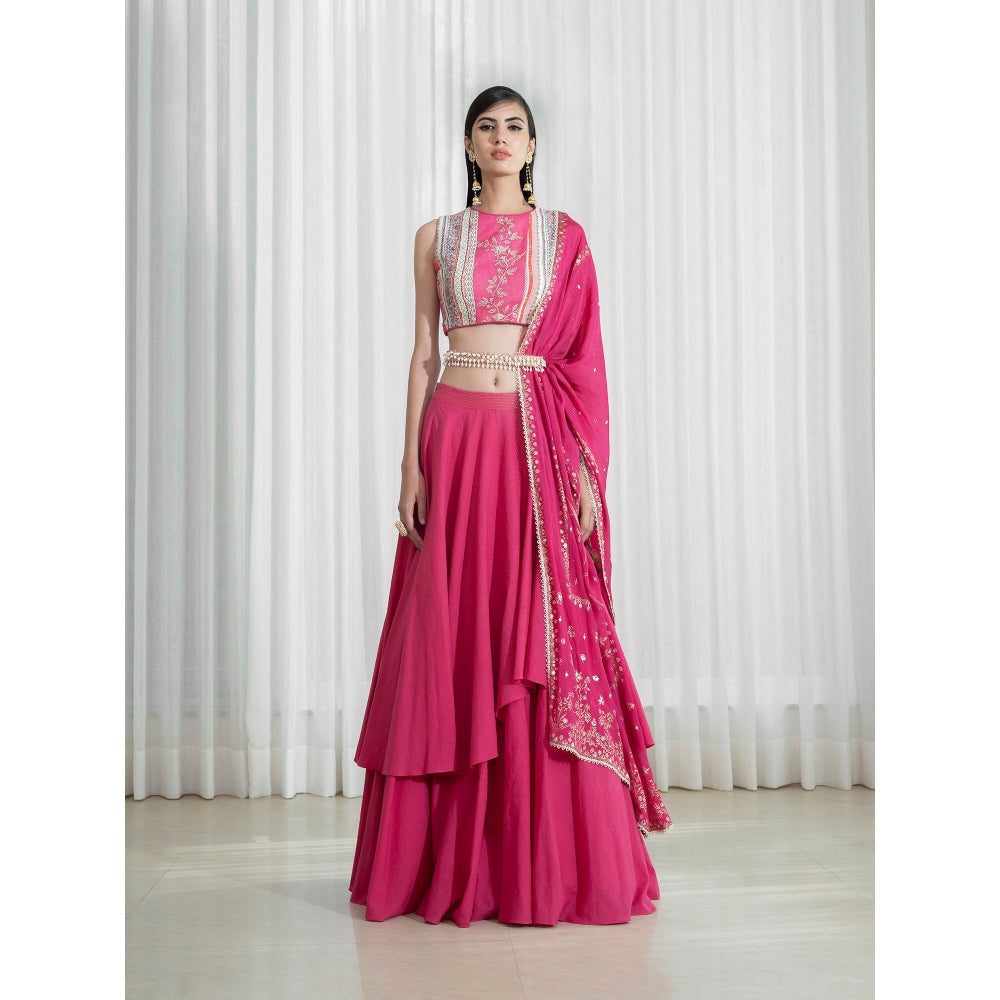 Mandira Wirk Pink Lehenga (Set of 3)