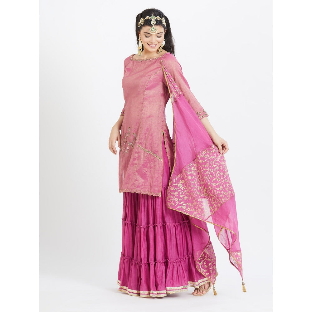 MANDIRA WIRK Purple Kurta Sharara (Set Of 3)
