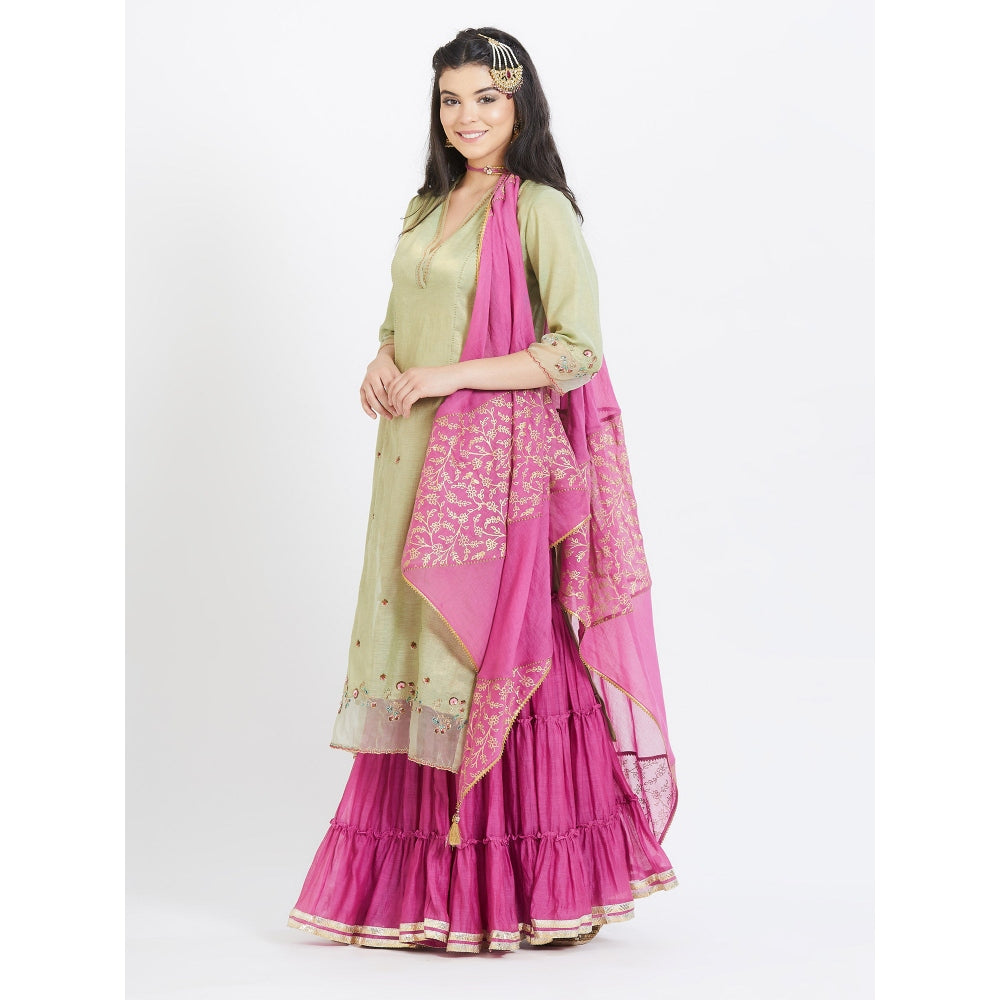 MANDIRA WIRK Jade Kurta Sharara (Set Of 3)