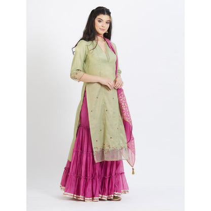 MANDIRA WIRK Jade Kurta Sharara (Set Of 3)