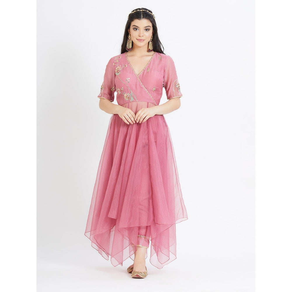 MANDIRA WIRK Old Rose Tunic With Pant And Dupatta (Set Of 3)