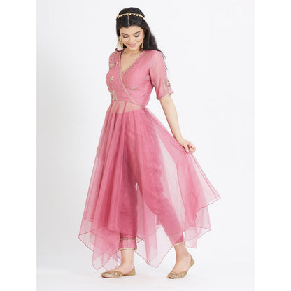 MANDIRA WIRK Old Rose Tunic With Pant And Dupatta (Set Of 3)