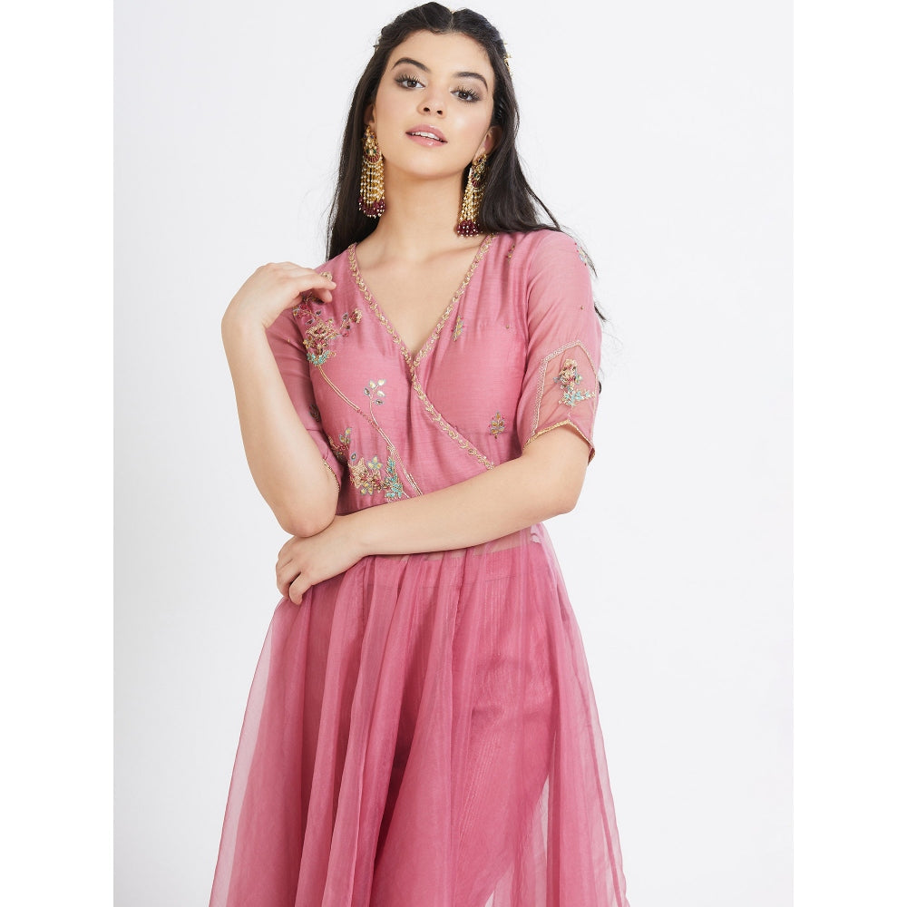 MANDIRA WIRK Old Rose Tunic With Pant And Dupatta (Set Of 3)