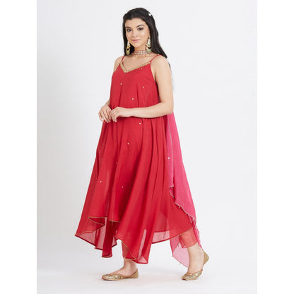 MANDIRA WIRK Red Tunic With Pant And Dupatta (Set Of 3)